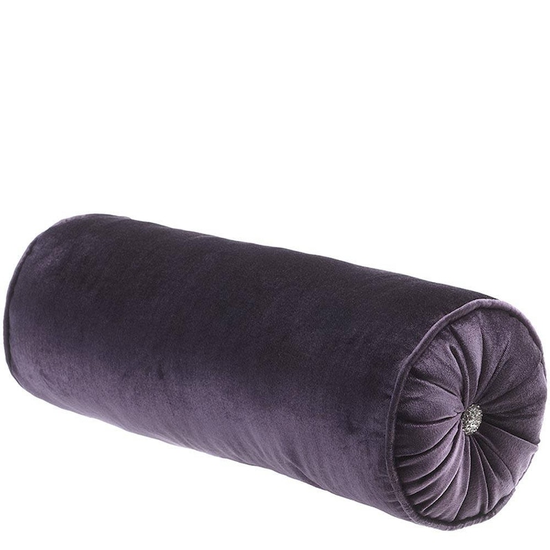 Luxury velvet bolster pillow cover purple decorative Etsy