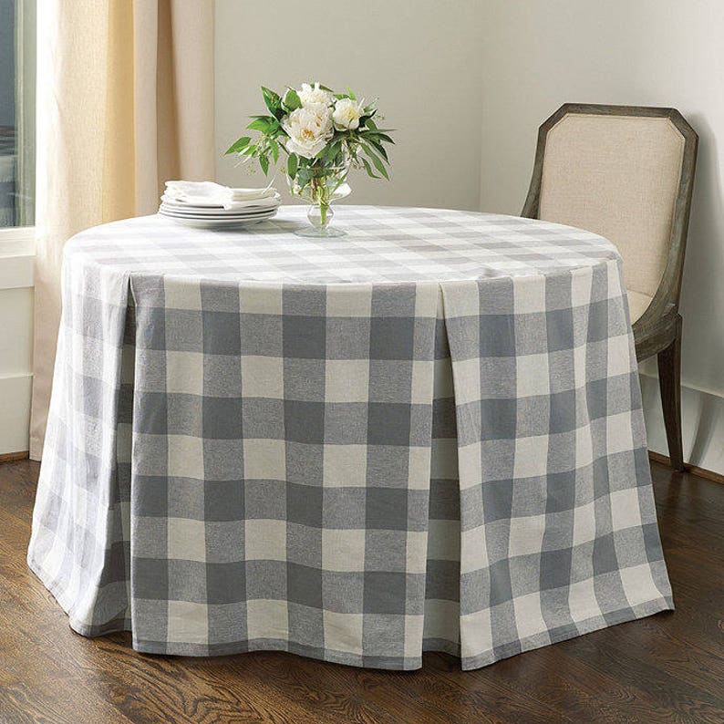 Buffalo check custom French country table skirt - handmade on Etsy.