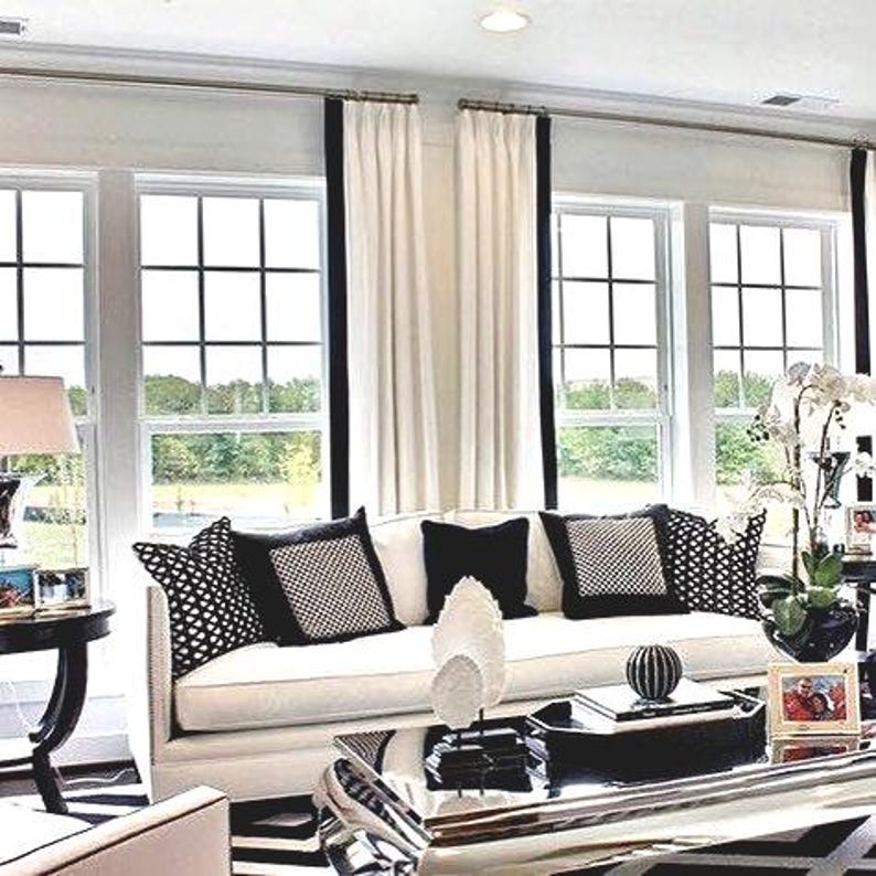 Custom Trimmed Linen Curtain Panel ,french, Inverted Pleats Drape Home ...
