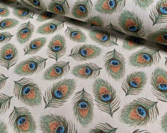 Tkanina o wyglądzie lnu Peacock Feathers cięta na wymiar, tkanina na zasłony, tapicerkę i dekoracje domowe