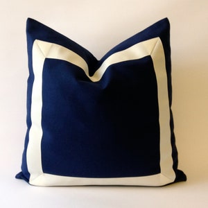 luxury velvet  Decorative pillow cover with grosgrain trim ,navy blue decorative cushion cover,all sizes
