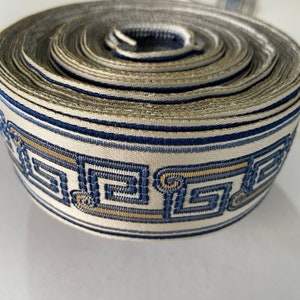 Marineblauwe Greak key decoratieve tape, jacquardrand breed 1,57&quot; op maat gesneden, woondecoratie lintgordijnen, kussenrand