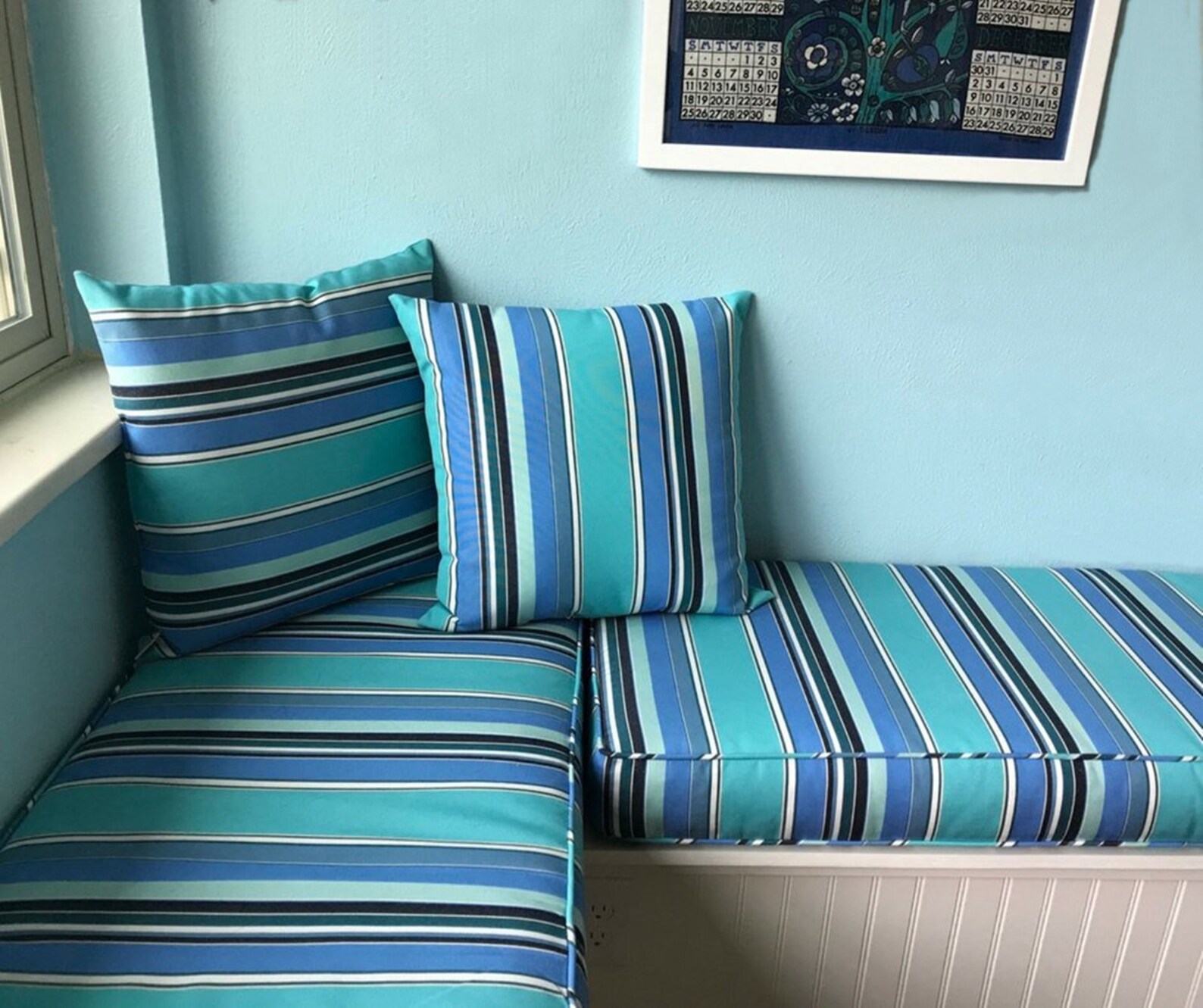 Sunbrella Striped Indoor /outdoor Seat Cushion Cover window Etsy