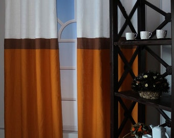 Custom listing for Marcia: color block linen curtains & pillow covers