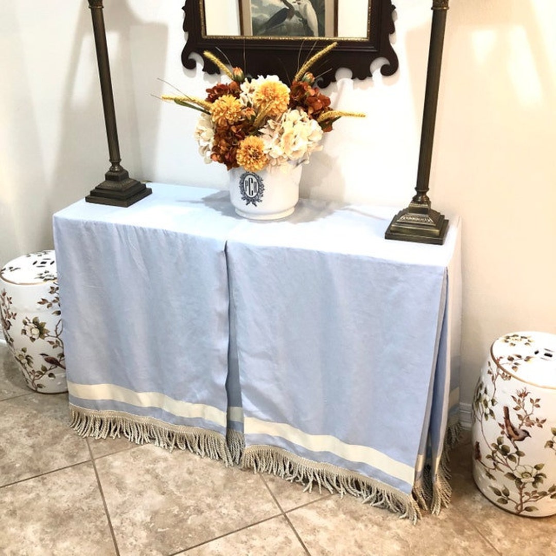Baby Blue Console Table Skirt With Fringe ,custom Tablecover,home Decor