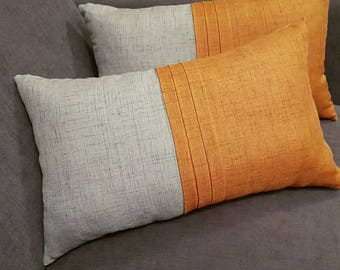 European  linen Colorblock lumbar  pillow cover,Designer decorative cushion, all size