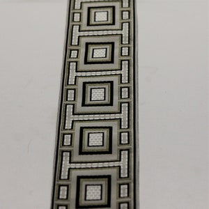 Fretwork grau Jacquard imbordered geometrische Borten breit 3,1/4", WohndekorBand, Vorhang Bordüre