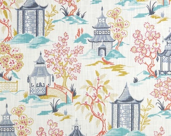 Chinoiserie   Pagota panel  in designer fabric Covington Shoji  Summer,Asian   drape ,Home decor ,Window treatment