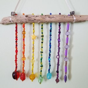 Rainbow Beaded Suncatcher / Driftwood / Pride