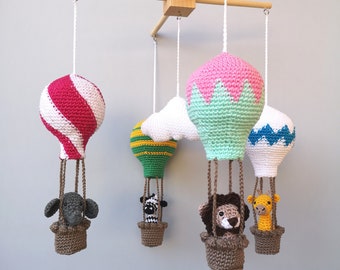 Crochet PATTERN Mobile, baby mobile, hot air balloon baby mobile, animal mobile, nursery mobile, crib mobile, instant download