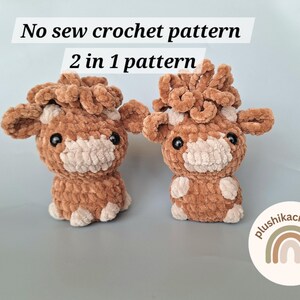 Crochet Highland Cow Amigurumi Pattern: No-Sew Plushie (PDF Pattern)