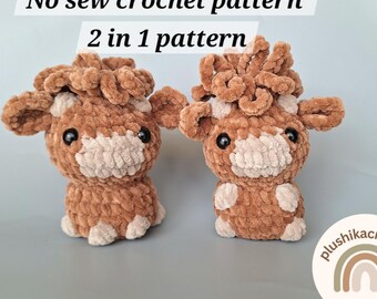 Crochet Highland Cow Amigurumi Pattern: No-Sew Plushie (PDF Pattern)