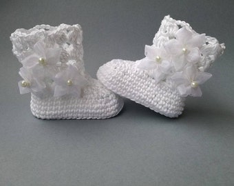 Crochet Pattern baby christening booties, baptism shoes