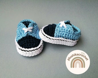Crochet Pattern baby shoes, baby sneakers authentic,  crochet pattern newborn booties