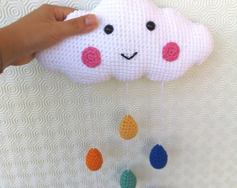 Crochet Cloud Pattern, Cloud Wall Hanging, Cloud baby Mobile, PDF Pattern