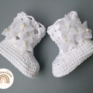 Baby Christening Booties CrochetPattern, Handmade Baptism Shoes