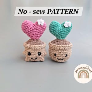 Mini-pot en forme de coeur au crochet, motif au crochet coeur de cactus