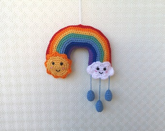 Crochet Pattern Rainbow, Wall Hanging, Rainbow baby mobile, Pdf Pattern