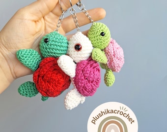 Crochet Rose Turtle Amigurumi Pattern, No Sew (PDF Pattern)