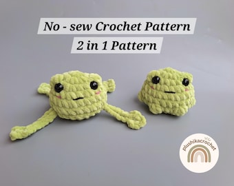 No-Sew gehaakt amigurumi-patroon kikker: eenvoudig knuffel (pdf-patroon)