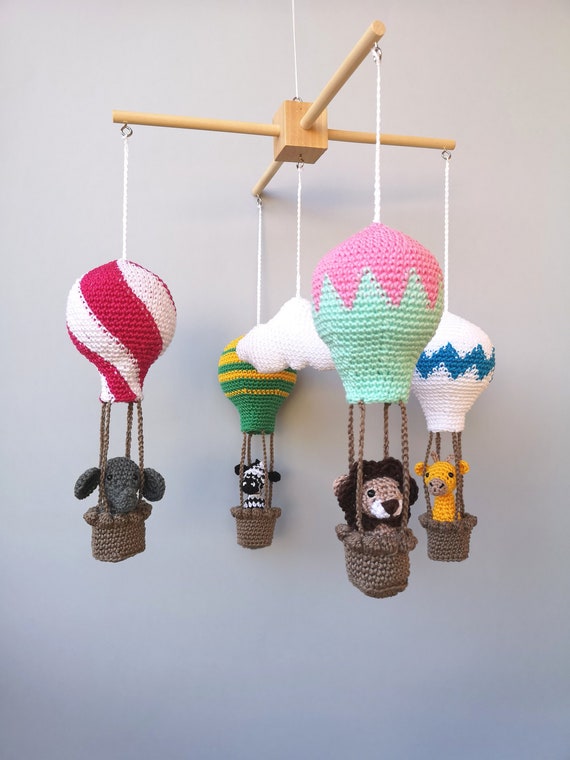 crochet baby mobile hot air balloon
