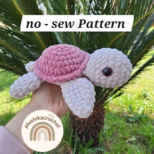 Crochet turtle Pattern, crochet turtle plushie, turtle amigurumi, no-sew crochet pattern