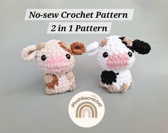 Patron vache au crochet : tutoriel peluche sans couture, peluche