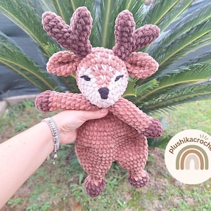 Crochet Pattern Reindeer snuggler, crochet reindeer plushie