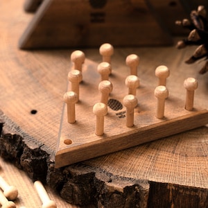 Handcrafted Wooden Triangle Peg Game - Fun and Challenging Brain Teaser for All Occasions. Perfect Coffee Table Game for Everyone