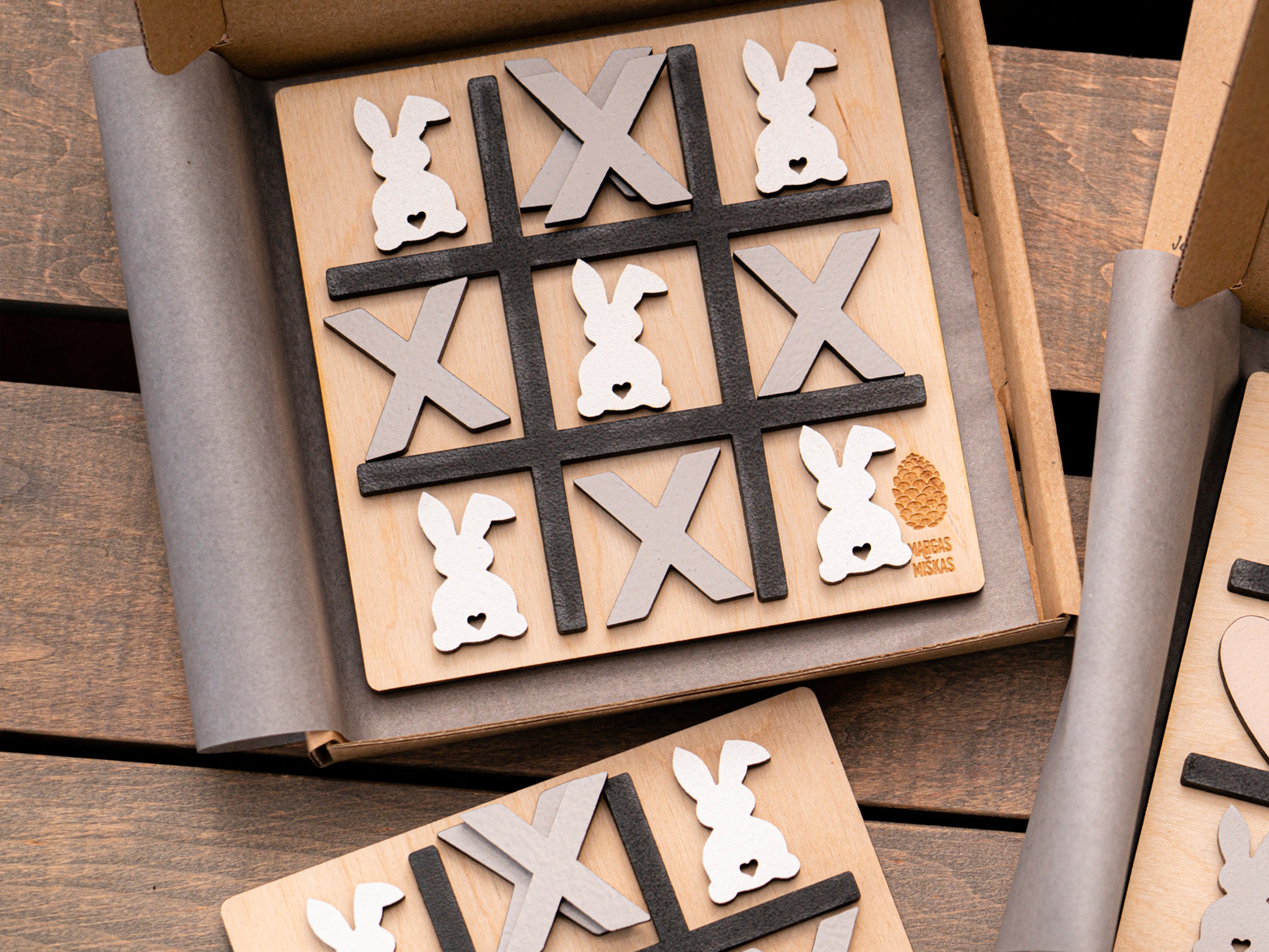 Bunny-themed Wooden Tic Tac Toe Game Charming Easter Gift for Kids and ...