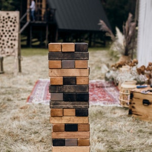 Personalized Giant Tumbling Tower - Celebrate Your Love Story with the Perfect Wedding Reception Game for Newlyweds and Guests