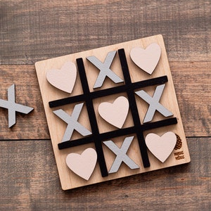 Tic Tac Toe board game, XO game, Tic Tac Toe travel game, Small board game, Wooden Noughts and Crosses, Tic tac toe hearts, Travel game