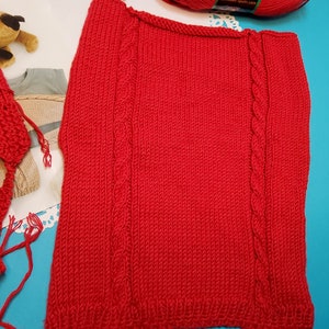 Hand Knit WIP, size 12 months, baby sweater, vintage knitting, work in progress, red baby sweater, gift idea, soft yarn, microspun yarn image 8