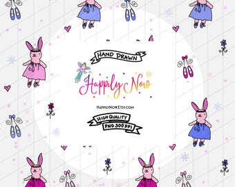 Ballerina Bunnies seamless repeating digital file