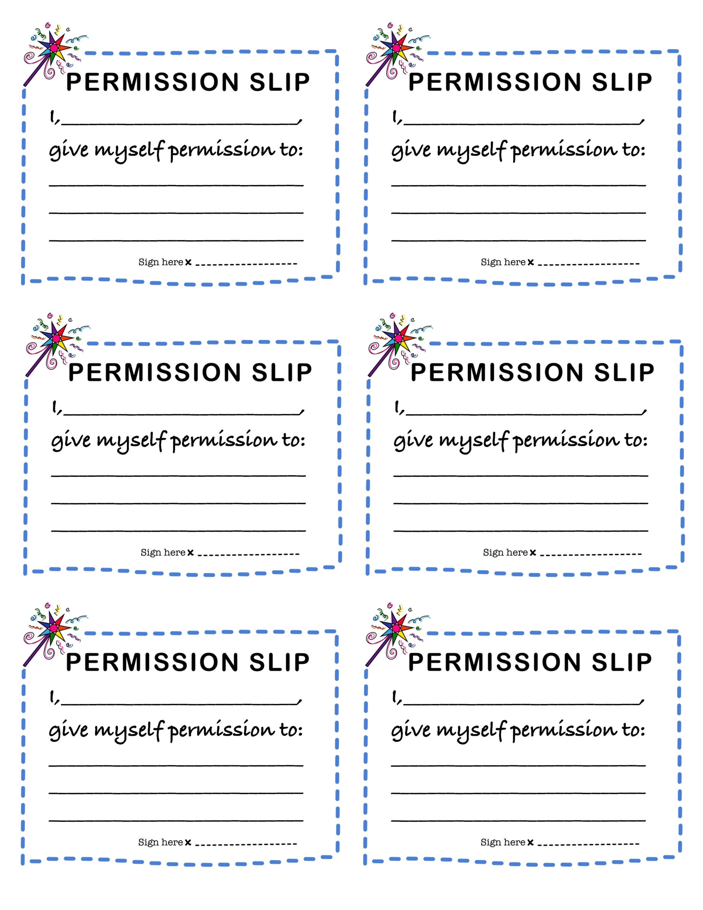 Permission Card Example Printable Permission Slips - Fun & Empowering Self-care Notes + Bonus ...
