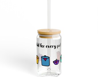 A Lid For Every Pot - Sipper Glass, 16oz Cute Hand Drawn Happy Doodle Style Art