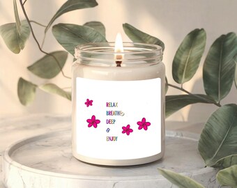 Relax, Breathe Deep & Enjoy Candle - Playful Plumeria has the Aloha Vibe - Cheerful and Uplifting Soy Jar Candle