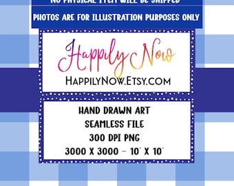 Blue and White Seamless Gingham Surface Pattern - Relaxing Summer Picnic Vibes - Commercial use ok - instant digital download