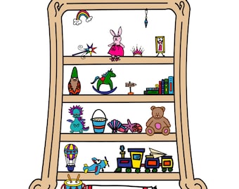 Procreate Stamp Brushes - 22 Toy Bookshelf Stamps - Instant Digital Download