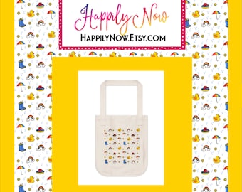 Happy Rainy Day Pattern Tote Bag Rubber Duck Joy - Eco-Friendly Bag, Beach Bag, Gift for Kids, Waterproof Design, Fun Summer Accessory