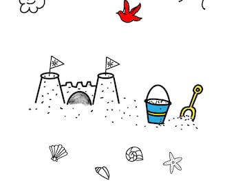 My Beach Sandcastle Coloring Page for Kids and Relaxation