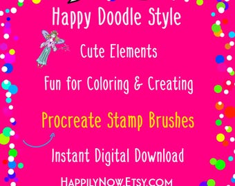 40+ Journal Coloring Procreate Stamp Bushes - Bonus comes with Bonus Numbers Set