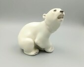 Vintage Lomonosov Polar Bear Figure, Russian Porcelain, Polar Bear