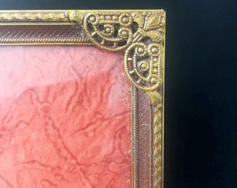 Antique Danish bronze, brass photo frame, with convex glass,from 1930s dimension  9.8 " x 7.4 " 25cm x 19 cm