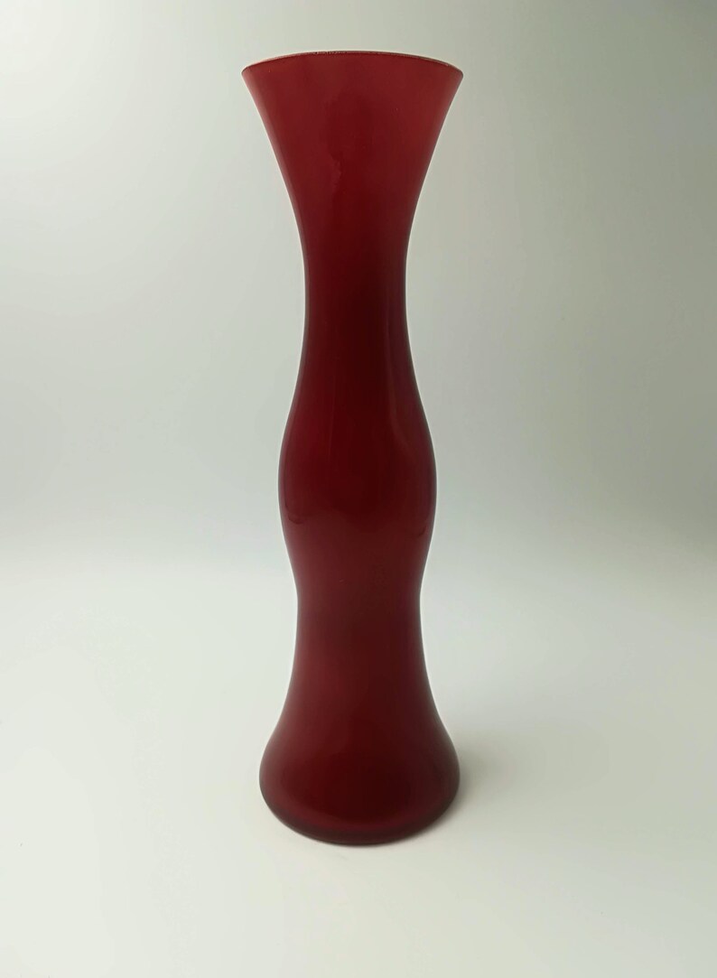 Mid Century Swedish Dark Red Glass Vase Etsy