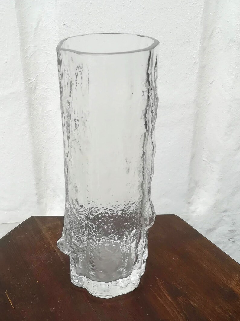 Swedish Midcentury Ice Glass Vase Etsy