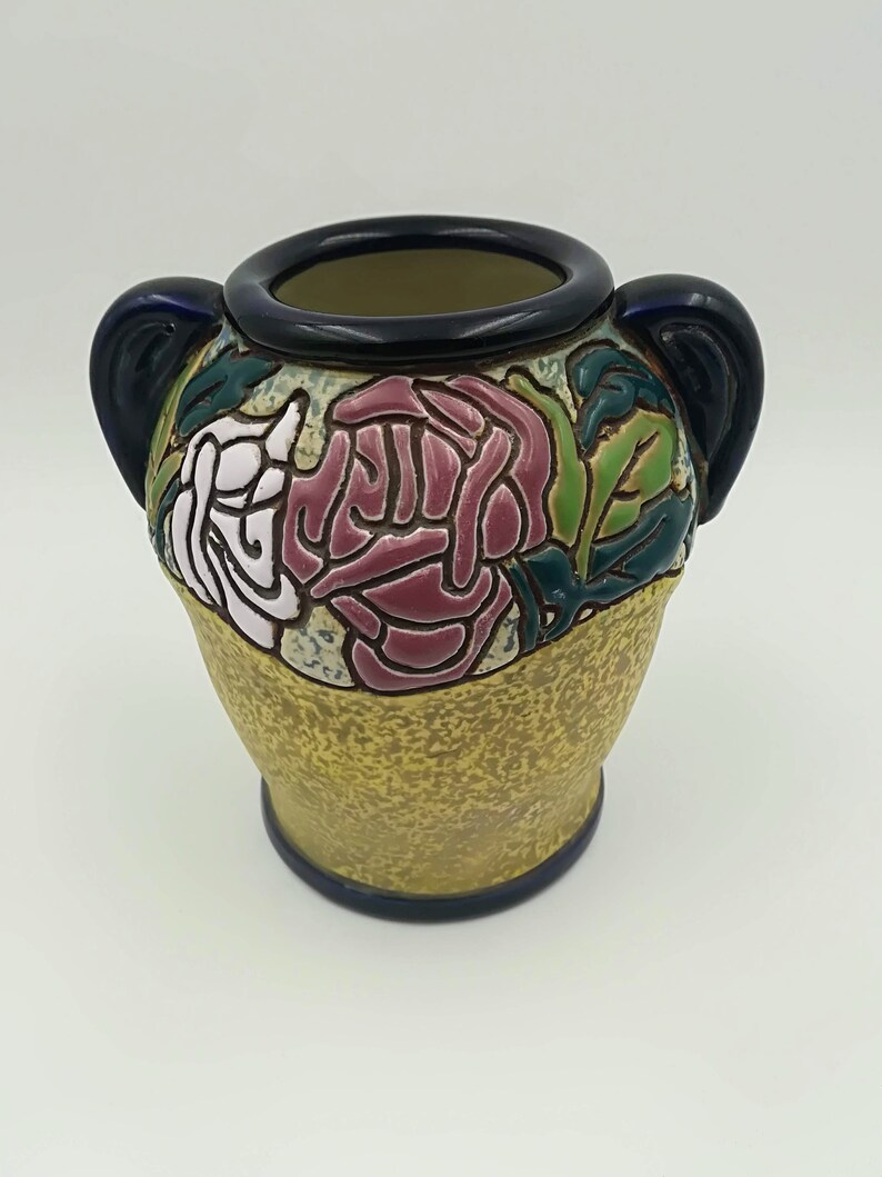 Art deco Amphora vase made in Teplitz Ceramic Czech Republic Etsy