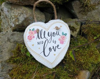 Slate Heart Hanger, All You Need Is Love, Hanging Heart, Garden Décor, Letterbox Gift, Wall Hanging, Garden Art, Anniversary Gift, Gifts