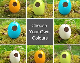 Ceramic Bird House, Choose Your Own, Egg Shaped, Hanging Bird Feeder, Wild Bird Seed Feeder, Water Drinker, Housewarming, Birthday Gift,