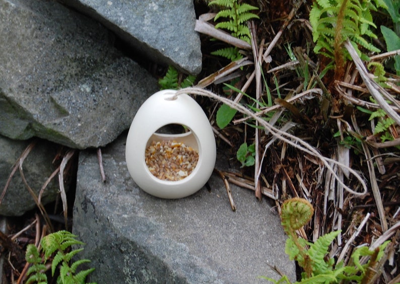 Cream Ceramic Wild Bird Seed Feeder Gardening Scottish Etsy